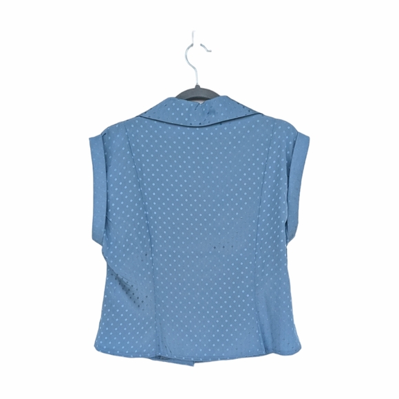 Tea Blouse Blue Vintage Style Polka Dot NWT - Picture 2 of 3